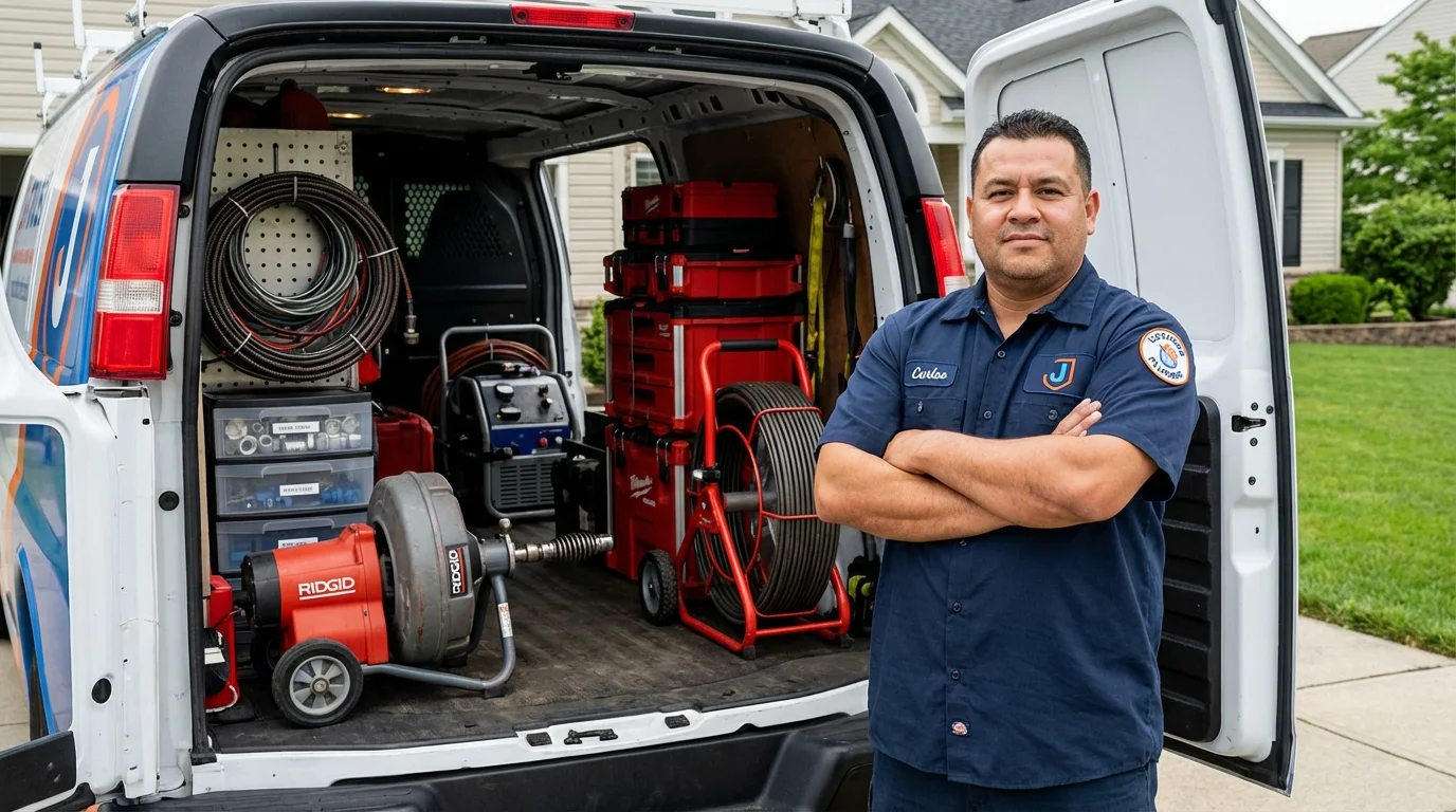 Professional drain cleaning equipment and Johns Plumbing LLC plumber in Mount Sinai